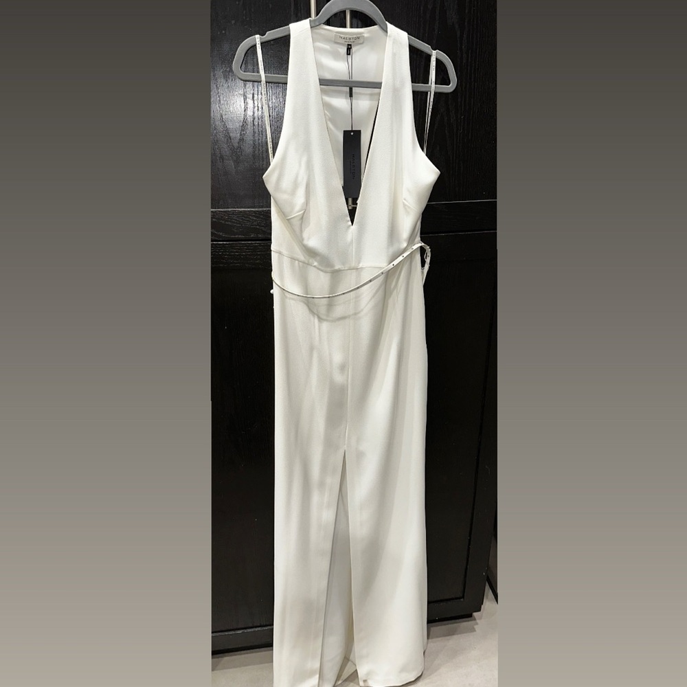 Halston Heritage Trapeze Gown Dress, Ivory Size 12